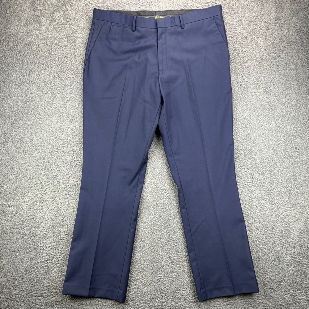 BOLTINI Mens Super 150s Wool Blend Dress Pants‎ Navy Blue Size 38S